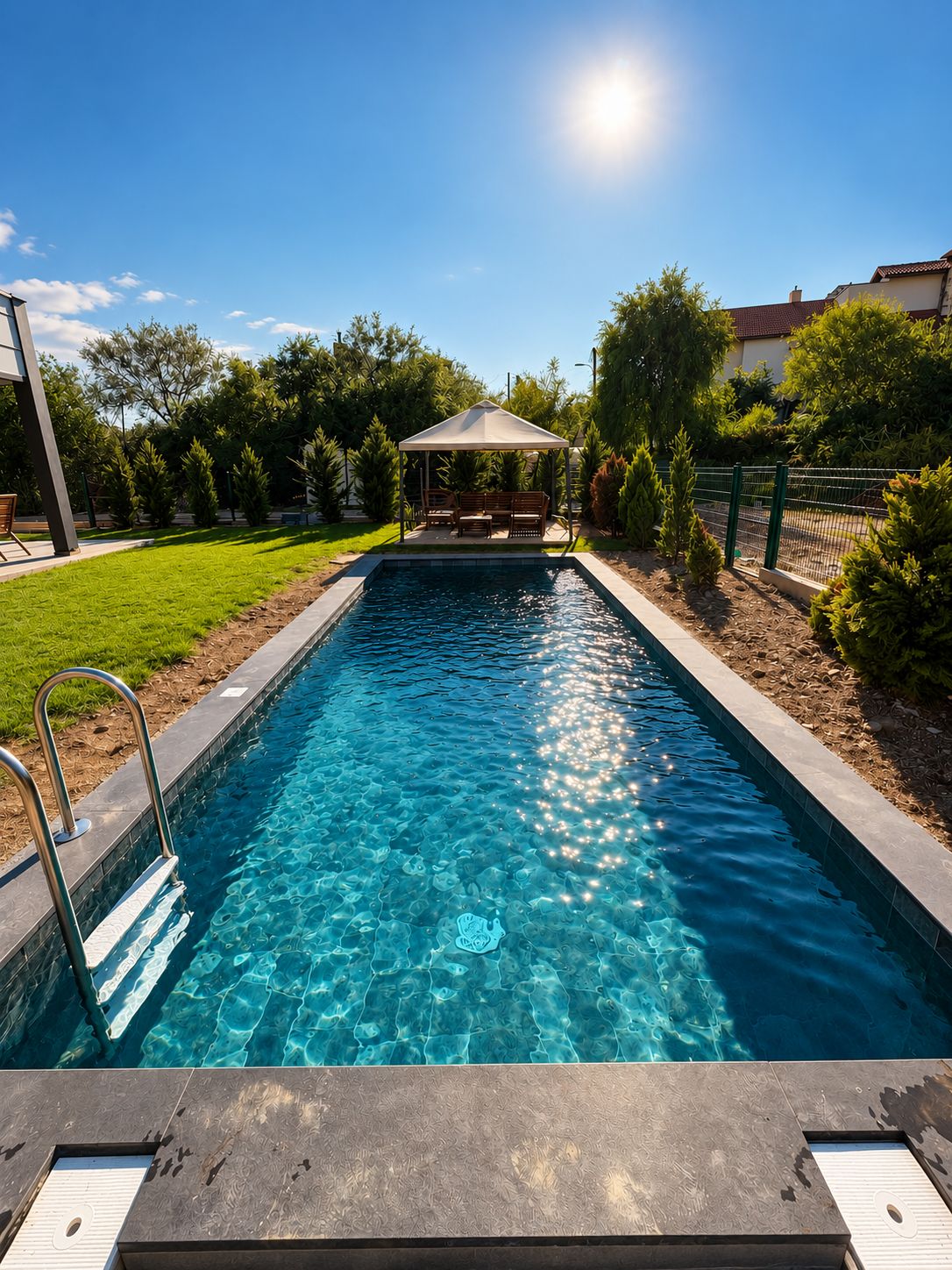 Fertiggestellter 3 × 7 m Panel-Liner-Pool in Gönyeli